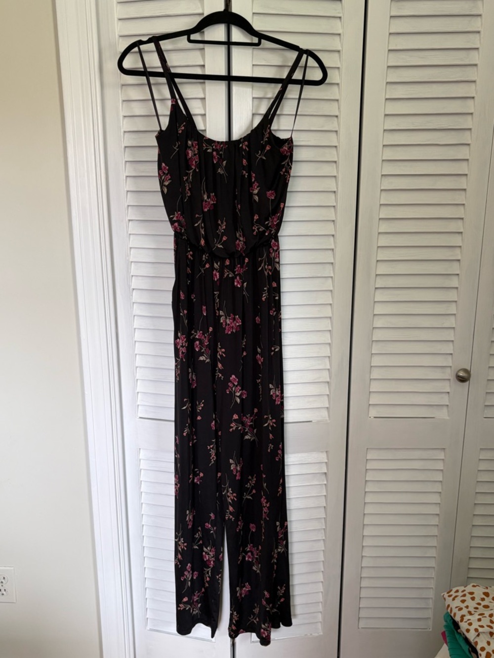 Black and Pink Floral Jumpsuit